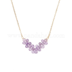 Натуральный аметист ограненный круглый бисер стрела кулон латунный кабель цепочка ожерелья NJEW-TA00207-03