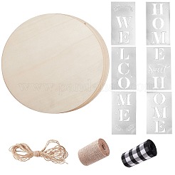 Tranches de bois non finies de forme ronde plate&nbsp;DIY-SZ0002-38