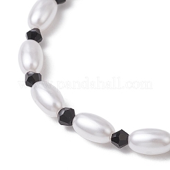 Эластичные браслеты из АБС-пластика с имитацией жемчуга и бусинами&nbsp;BJEW-JB11908