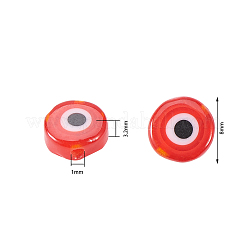 Handgemachte böse Augen Bunte Malerei flache runde Perlen Stränge&nbsp;LAMP-CJ0001-04