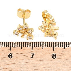 Messing Micro Pave klare Zirkonia Ohrstecker&nbsp;EJEW-F405-07G