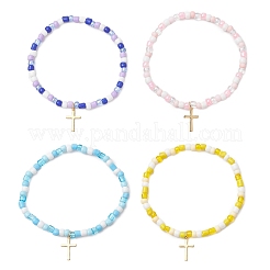 Браслеты с маленькими крестиками из нержавеющей стали 304&nbsp;BJEW-JB13462