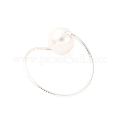 2 шт. кольца для пальцев с круглыми бусинами из жемчуга-ракушки RJEW-JR00936