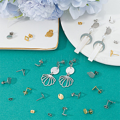 80 шт. 8 стиля фурнитуры для сережек-гвоздиков из нержавеющей стали 304 и 201 с отверстием&nbsp;EJEW-BBC0002-18