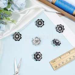 Knöpfe aus Blumenlegierung und Glasschaft&nbsp;BUTT-WH0061-14