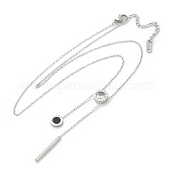 304 нержавеющая сталь кристалл стразы плоский круглый кулон y ожерелья NJEW-V001-03P