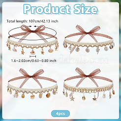 4 pieza de hilo de algodón y cintas de lino y conchas para sombreros&nbsp;OHAR-OC00002