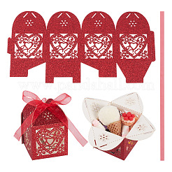 10 шт. вырезанных лазером из бумаги коробок для конфет в форме сердца и цветов CON-TA0001-10D