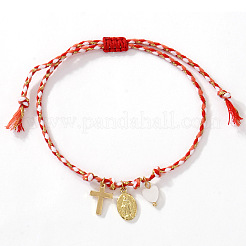 Religion Charm-Armbänder aus Messing und natürlichen Muscheln&nbsp;LS-KR4902-10