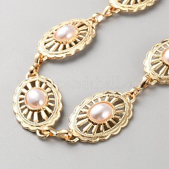 Chaînes de taille à maillons ovales en alliage et ABS imitation perle&nbsp;AJEW-WH0606-026G