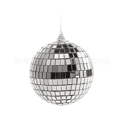 Decorazione ciondolo palla da discoteca in plastica, sfera della decorazione del mestiere del mosaico dello specchio di vetro, argento, 40mm
