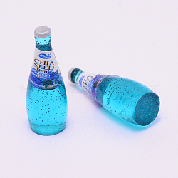 Perles en résine, bouteille de boisson imitation graines de chia, sans trou, bleu profond du ciel, 30x11mm