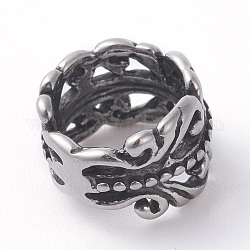 316 chirurgische Edelstahlperlen, Ring, Antik Silber Farbe, 11x7 mm, Bohrung: 8.5 mm
