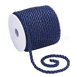 Pandahall elite 3-слойный плетеный шнур из полиэстера, витая веревка, для ювелирных изделий из шнура своими руками, темно-синий, 5 мм, около 18 м / рулон