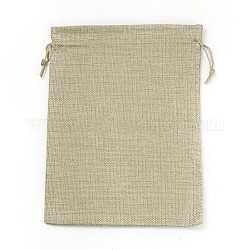 Burlap Packing Pouches Drawstring Bags, Dark Khaki, 23x17cm