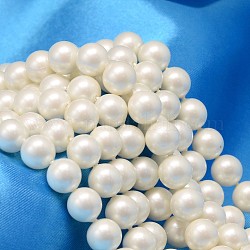 Redondo shell hebras de abalorios de perlas, blanco, 4mm, agujero: 0.8 mm, aproximamente 103 pcs / cadena, 15.74 pulgada