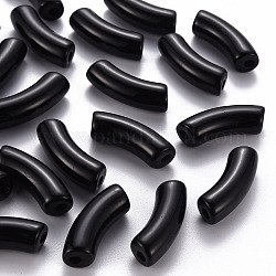 Perles acryliques opaques, tube incurvé, noir, 36x13.5x11.5mm, Trou: 4mm, environ 133 pcs/500 g