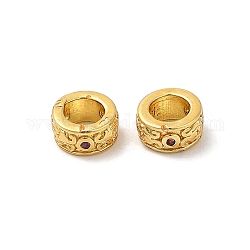 Rack Plating Brass Cubic Zirconia Beads, Long-Lasting Plated, Lead Free & Cadmium Free, Column, Golden, 6.5x3mm, Hole: 3.5mm