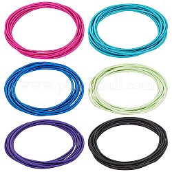 Sunnyclue 48 pièces 6 couleurs minimaliste chaînes à ressort ensemble de bracelets extensibles, Bracelets de bobine de corde de guitare en acier pour femmes, couleur mixte, diamètre intérieur: 2-1/4 pouce (5.85 cm), 8 pcs / couleur