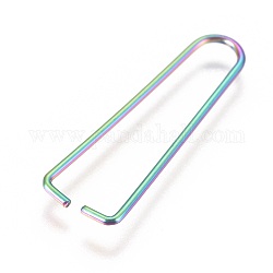 Ionenbeschichtung (IP) 304 Edelstahl-Eispickel-Klemmbügel, Clips für Perlen, Regenbogen-Farb, 27x8x1 mm, Stift: 1 mm