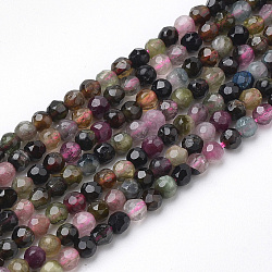 Chapelets de perles en tourmaline naturelle, facette, ronde, 3mm, Trou: 0.5mm, Environ 142 pcs/chapelet, 15.16 pouce
