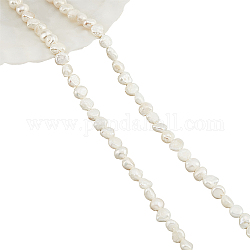 Nbeads 2 Stränge ca. 220 Stück natürliche Süßwasserzuchtperlen, Zweiseitig polierte, weiße Süßwasserperle, 4x3 mm, Güteklasse A, lose, unregelmäßige Perlen-Charm-Perlen für die Schmuckherstellung von Armbändern