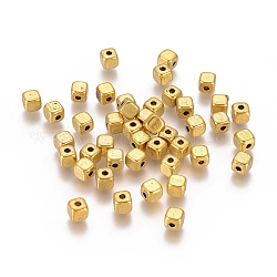 Tibetische Stil Perlen, Bleifrei und cadmium frei, Antik Golden Farbe, Würfel, 4 mm lang, 4 mm breit, 4 mm dick, Bohrung: 2 mm