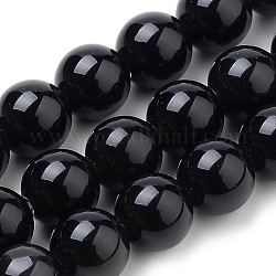 Natürliche schwarze Onyxperlenstränge, gefärbt, Runde, 10 mm, Bohrung: 1 mm, ca. 38 Stk. / Strang, 15.7 Zoll