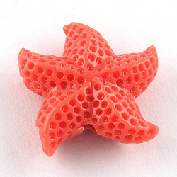 Tinti corallo perle sintetiche, stelle marine / stelle marine, corallo, 20x19x7mm, Foro: 1.5 mm