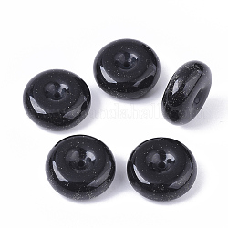 Perles en résine, avec de la poudre de paillettes, rondelle, noir, 25x10mm, Trou: 2mm