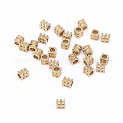 Perles séparateurs en laiton, sans nickel, cube, brut (non plaqué), 3x2.5mm, Trou: 1.5mm