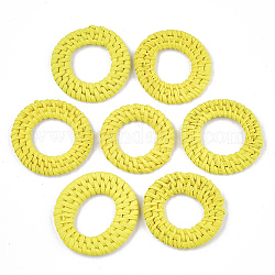 Плетеные кольца из тростника / ротанга ручной работы, для изготовления соломенных сережек и ожерелий, кольцо, желтые, 35~45x4~6 мм, внутренний диаметр: 15~25 мм