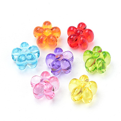 Transparent Acrylic European Beads, Large Hole Beads, Flower, Mixed Color, 16x16x12mm, Hole: 5mm, about 338pcs/500g