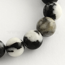 Rondes zébrées naturelle perles de jaspe brins, 8.5mm, Trou: 1.2mm, Environ 47 pcs/chapelet, 15.5 pouce
