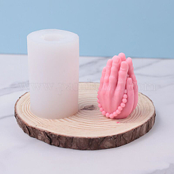 Moules à bougie en silicone bricolage, pour la fabrication de bougies parfumées, statue de mains bouddhistes en prière, blanc, 5x10.8 cm