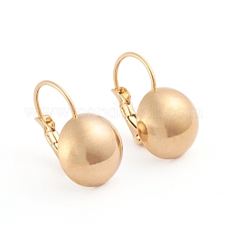 304 Stainless Steel Leverback Earrings, Half Round, Golden, 19x14.5mm, Half Round: 12mm, Pin: 0.7mm, 12pairs/board