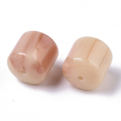 Perles en résine, pierre d'imitation, colonne, peachpuff, 14x12mm, Trou: 1.8mm