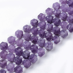 Chapelets de perles en améthyste naturelle, ronde, teinte, facette, violet, 7~8x8mm, Trou: 1.2mm, Environ 38~40 pcs/chapelet, 15.16 pouce (38.5 cm)