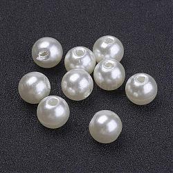 Imitated Pearl Acrylic Beads, Round, Creamy White, 8mm, Hole: 1.8~2mm, about 2000pcs/500g