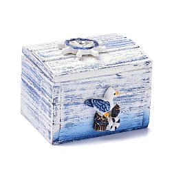 木箱  フリップカバーボックス  樹脂カモメと  長方形  ブルー  6.2x7.5x6.5cm