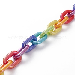 Непрозрачные акриловые кабельные цепи ручной работы, для изготовления цепочек для сумочек, красочный, Коннекторы : 31x19.5x5.5 мм, 39.37 дюйм (1 м) на прядь