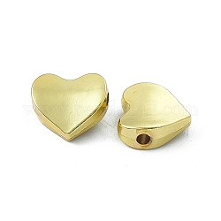 Crémaillère perles en alliage placage, cœur, or clair, 10x10.5x4mm, Trou: 1.8mm