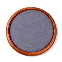 Плоский круглый деревянный поднос для ювелирных изделий, покрытый микрофиброй, органайзер для монет, серые, 26.3x1.9 см