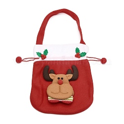 Weihnachtssamt Süßigkeiten Taschen Dekorationen bags, Cartoon-Puppentasche mit Kordelzug, mit Griff, für weihnachtsfeier snack geschenkverzierungen, Elch Weihnachten Rentier / Hirsch, rot, 37.5x20x10~21 cm