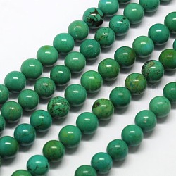 Бусины из натурального магнезита, окрашенные, круглые, зелёные, 4 мм, отверстие : 1 мм, около 98 шт / нитка, 15.74 дюйм