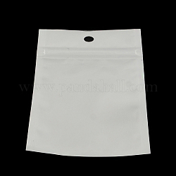 Bolsas de plástico con cierre de película de perlas, bolsas de embalaje resellables, con orificio para colgar, sello superior, bolsa autoadhesiva, Rectángulo, blanco, 13x8 cm, medida interior: 9.5x7 cm
