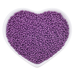 Ornaland 12/0 perles de rocaille en verre, vernis de cuisson, couleurs opaques, ronde, violet, 2x1.5mm, Trou: 0.3mm, environ 11200 pcs / sachet 