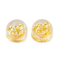 Resin & Brass Ear Nuts, Earring Backs, Flat Round, Golden, 4.9x4mm, Hole: 0.6mm