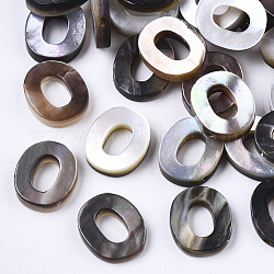 Shell perle naturali labbro nero, perline forate, letter.o, o: 10x8.5x2.5mm, Foro: 0.6 mm