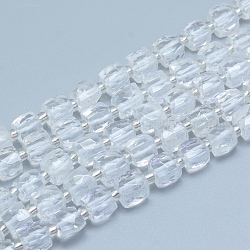 Chapelets de perles en cristal de quartz naturel, cristal de roche, facette, cube, 7.5~9x7.5~9x7.5~9mm, Trou: 0.8mm, Environ 37 pcs/chapelet, 15.35 pouce (39 cm)